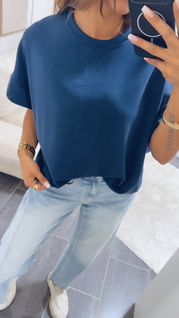 T-Shirt / oversize softer  " Butterstoff " / dunkel blau Art. 14976