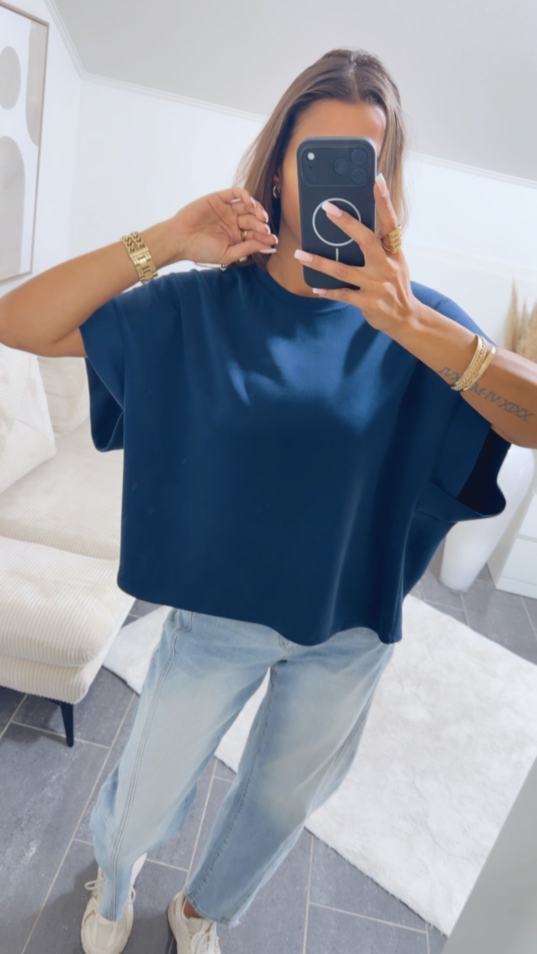 T-Shirt / oversize softer  " Butterstoff " / dunkel blau Art. 14976