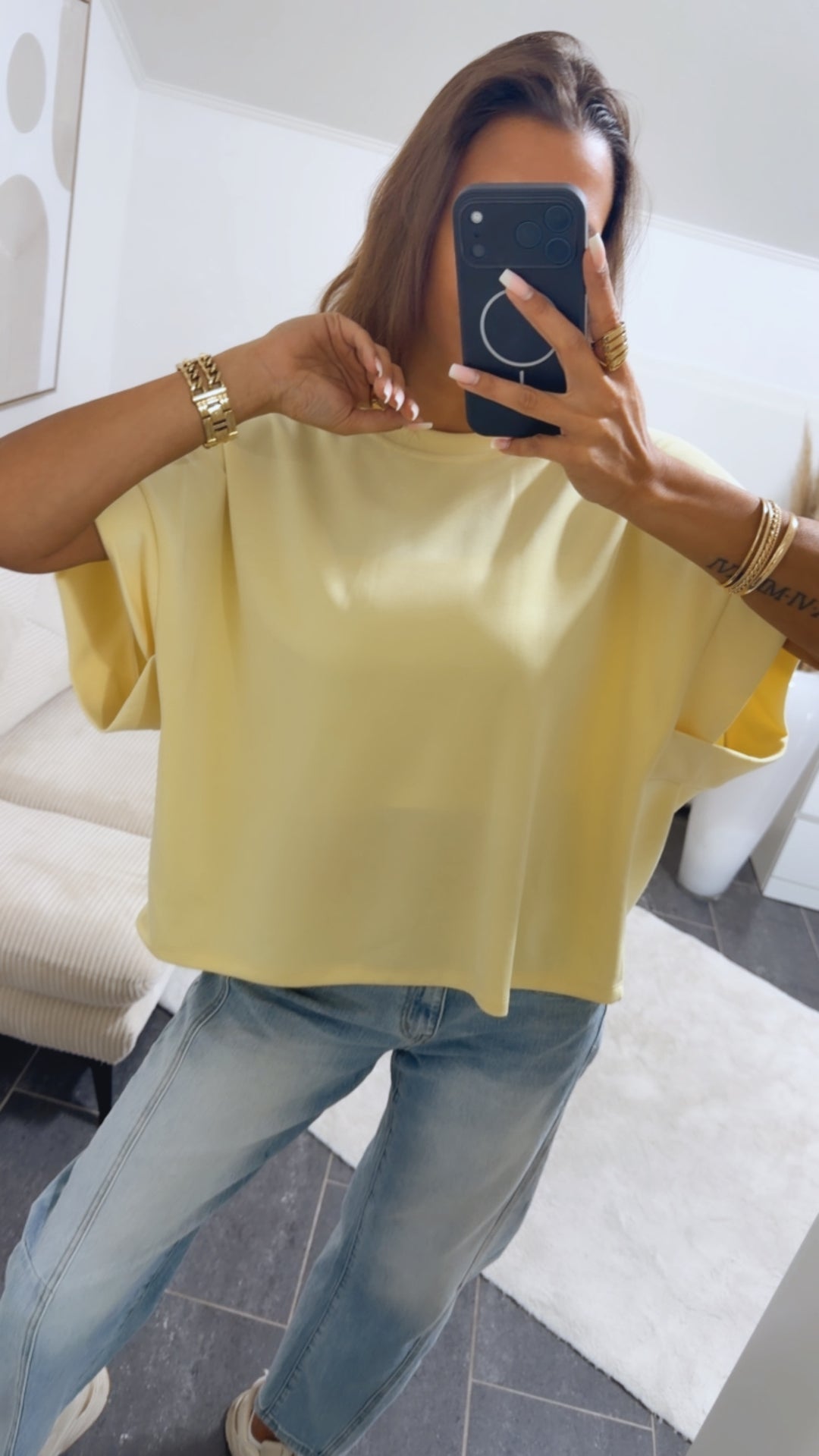 T-Shirt / oversize softer  " Butterstoff " / soft gelb Art. 14977