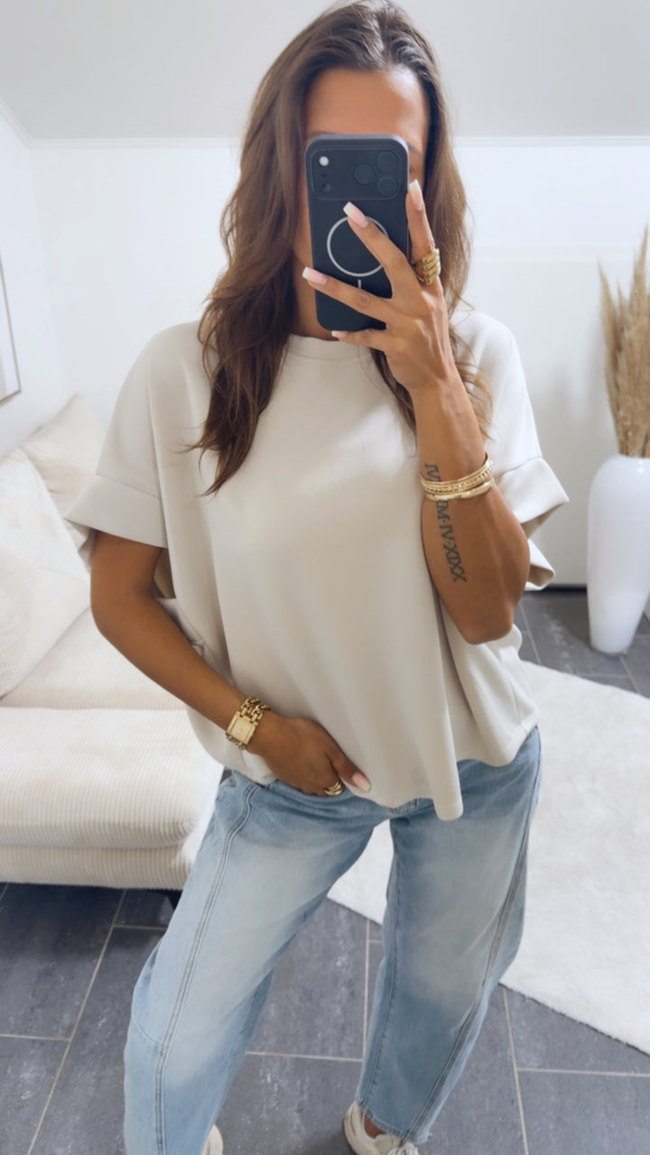 T-Shirt / oversize softer  " Butterstoff " / beige Art. 14979