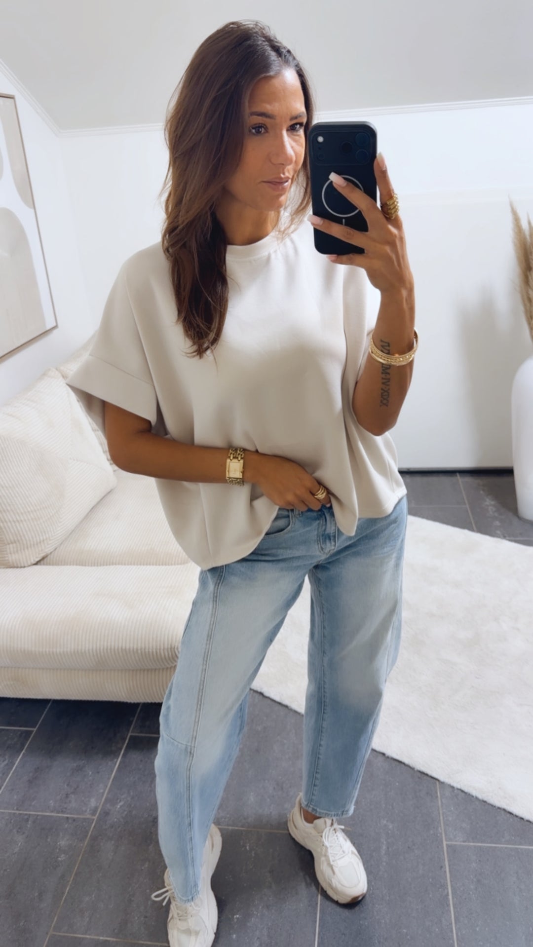 T-Shirt / oversize softer  " Butterstoff " / beige Art. 14979