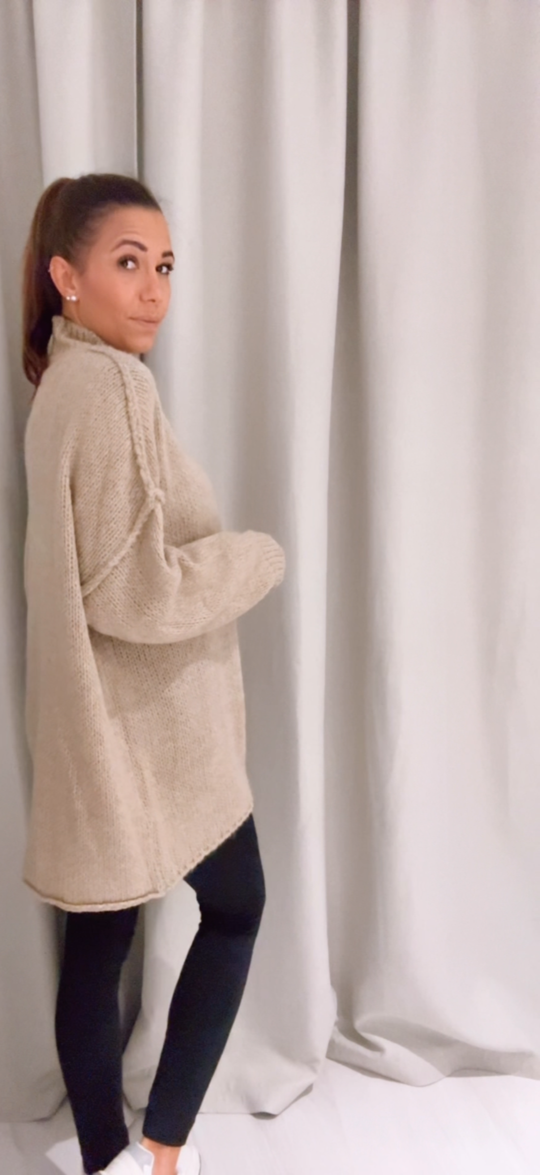 wollfreier Oversize Pullover / beige Art. 13630