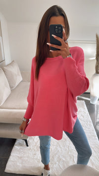 ultra weicher Pullover mit Fledermausärmeln / pink Art. 8282