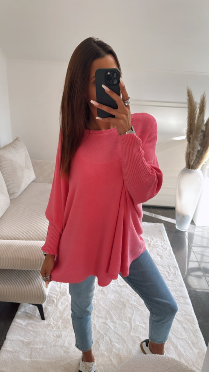 ultra weicher Pullover mit Fledermausärmeln / pink Art. 8282