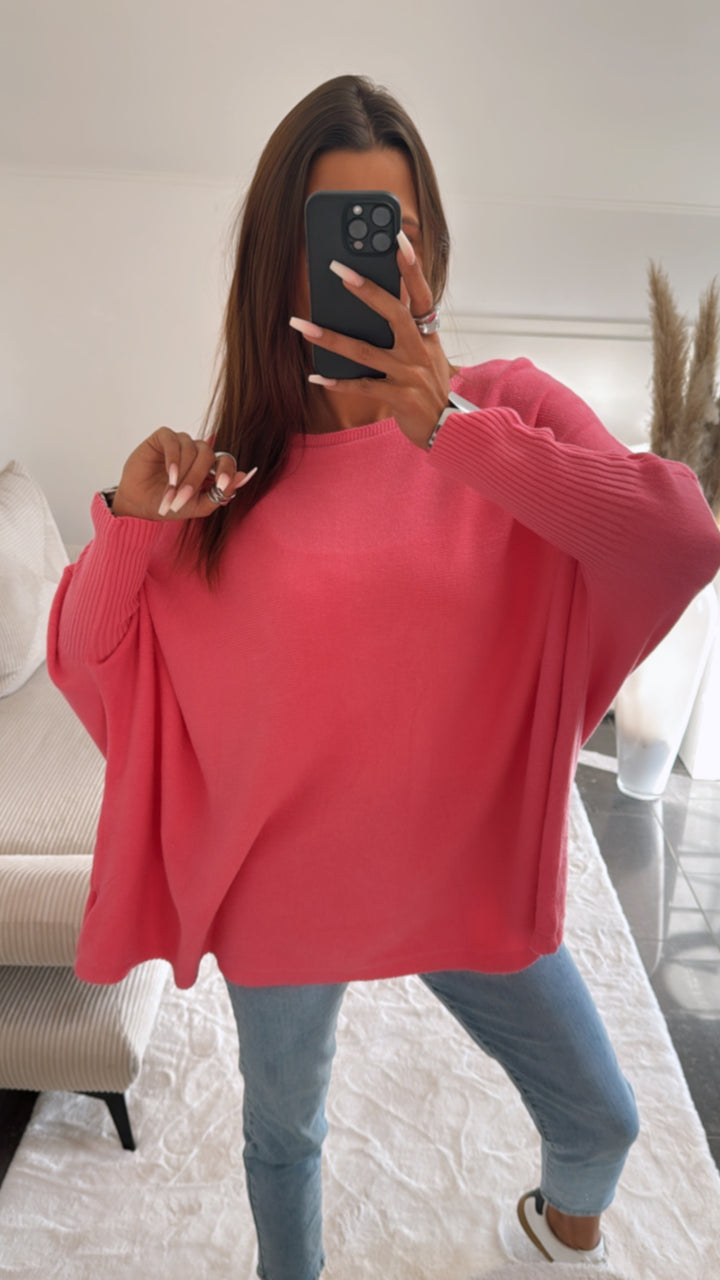 ultra weicher Pullover mit Fledermausärmeln / pink Art. 8282