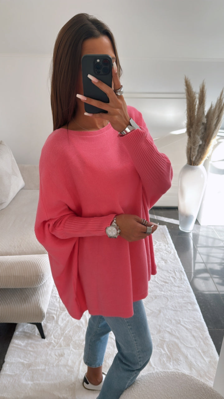 ultra weicher Pullover mit Fledermausärmeln / pink Art. 8282