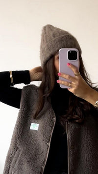 flauschige Mütze / braun meliert Art. 13419