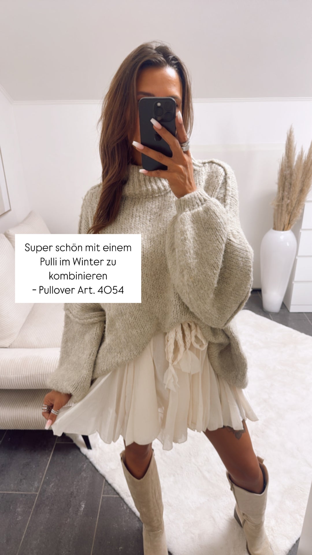 schickes Kleid mit geflochtenem Gürtel / creme beige Art. 10490