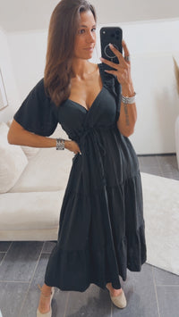 Maxi Lyocell Kleid mit verstellbarem Brustbereich / schwarz Art. 14923