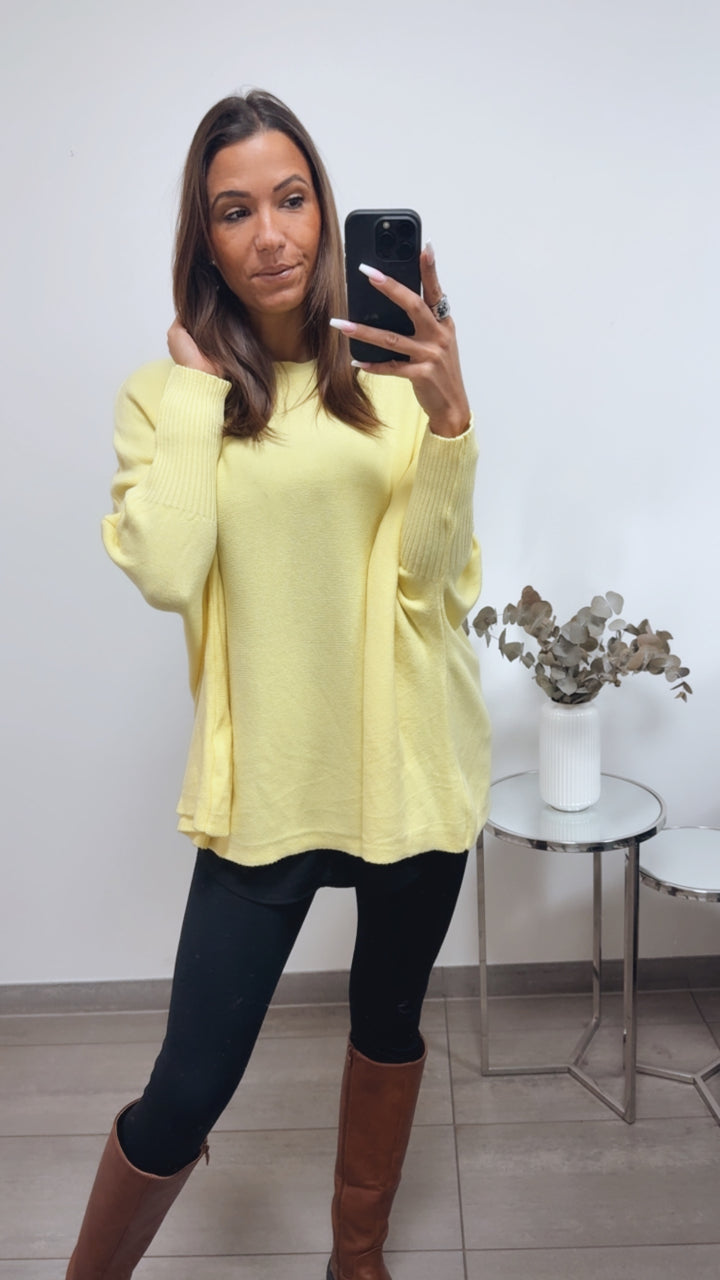 ultra weicher Pullover mit Fledermausärmeln / gelb Art. 8281