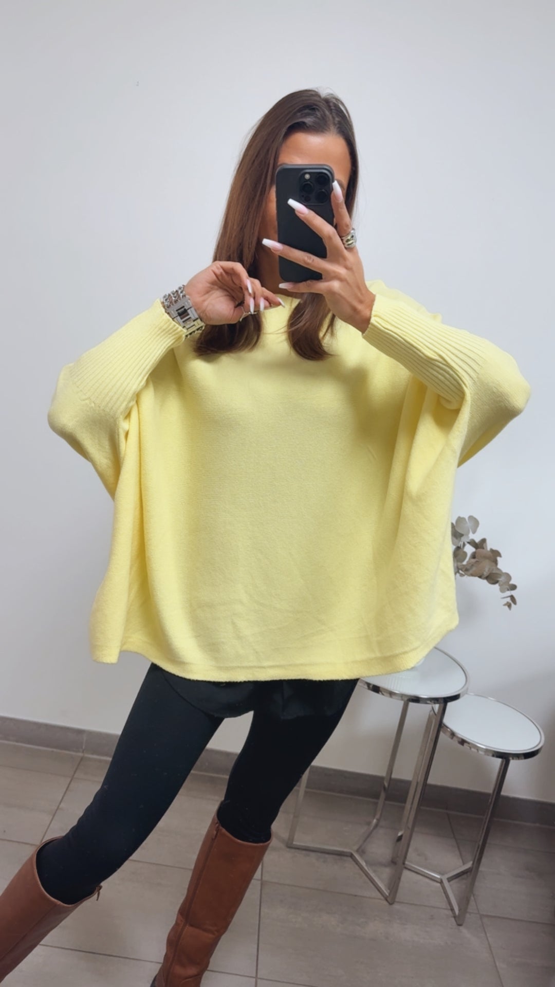 ultra weicher Pullover mit Fledermausärmeln / gelb Art. 8281