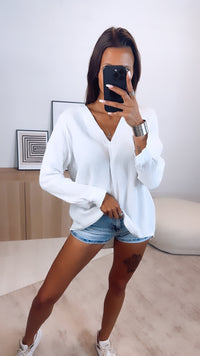 Musselin Bluse ohne Knöpfe / weiss Art. 6592