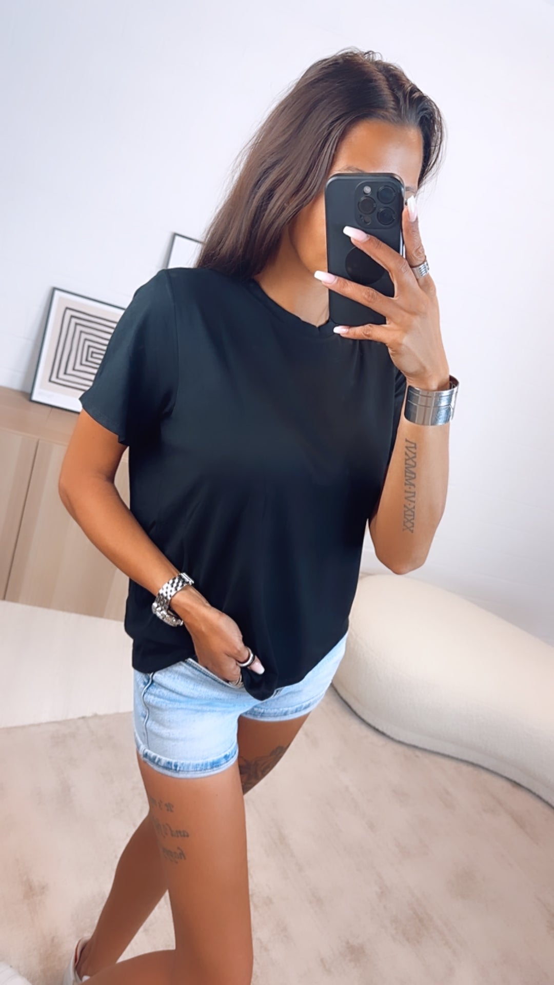 Basic T-shirt, Rundausschnitt / schwarz Art. 6570