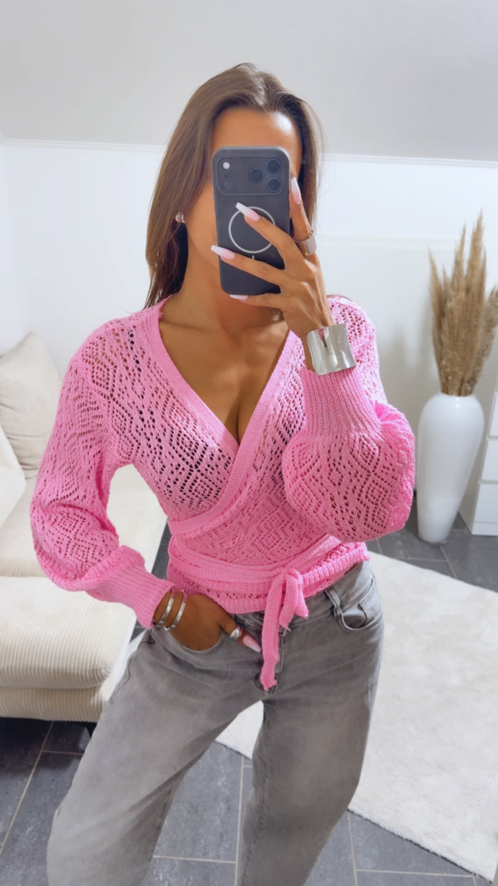WICKEL CARDIGAN Häkel Optik / soft pink Art.14999