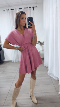 Kurzes Musselin WICKEL Kleid / beere Art.15083