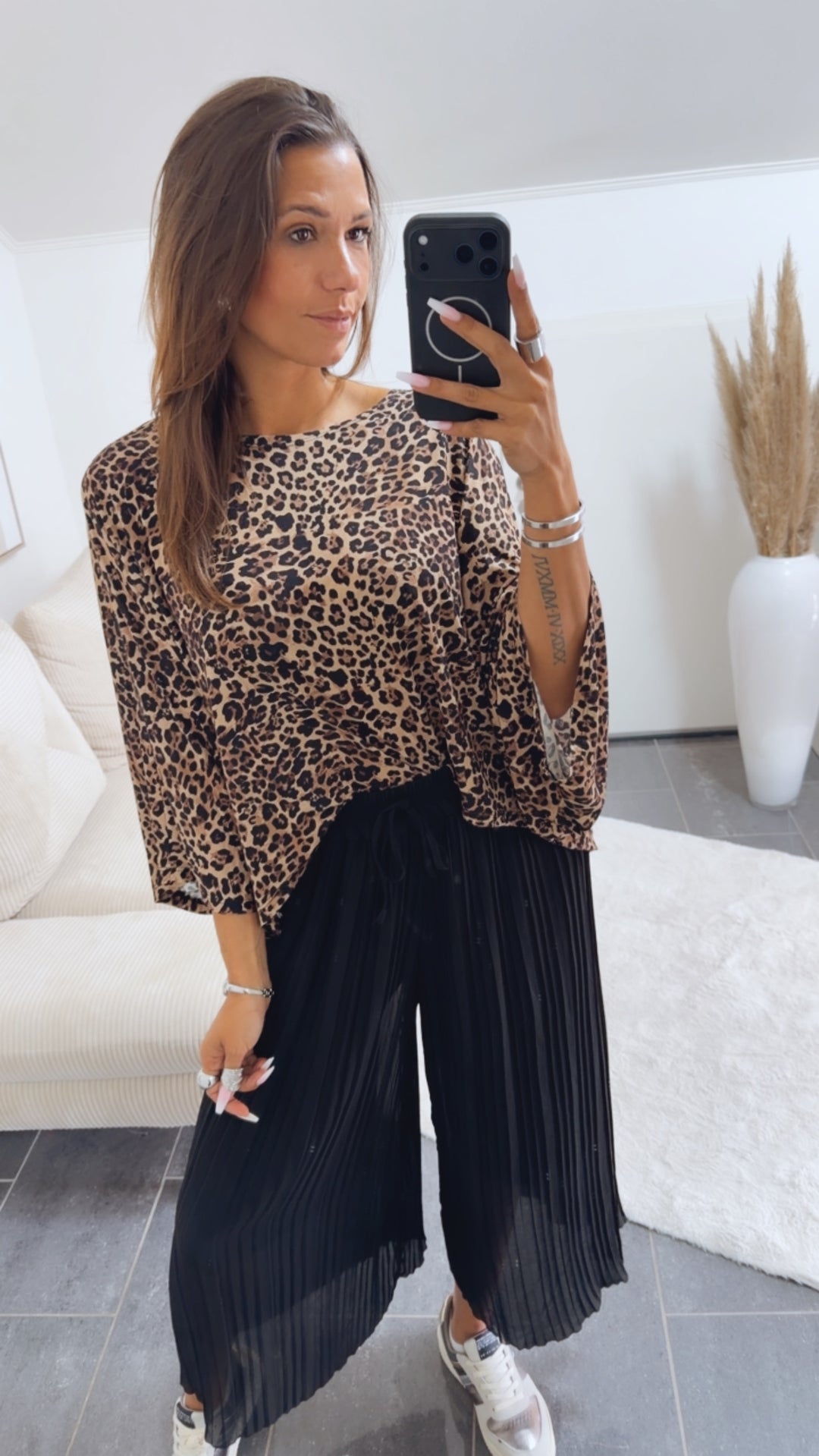 MEGA Oversize Shirt Leo - Muster / beige - braun - schwarz Art.15084
