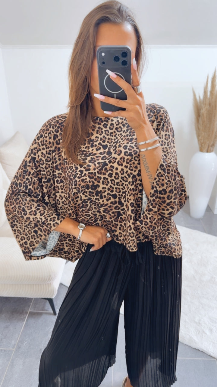 MEGA Oversize Shirt Leo - Muster / beige - braun - schwarz Art.15084