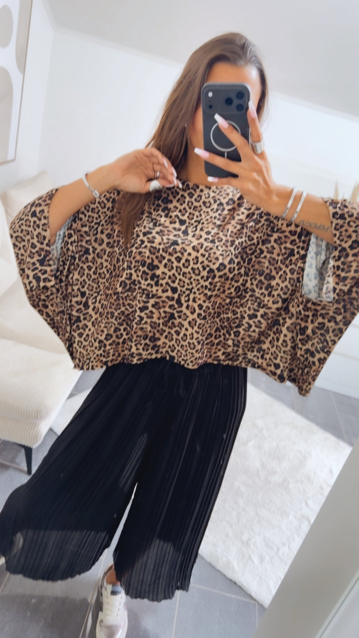 MEGA Oversize Shirt Leo - Muster / beige - braun - schwarz Art.15084