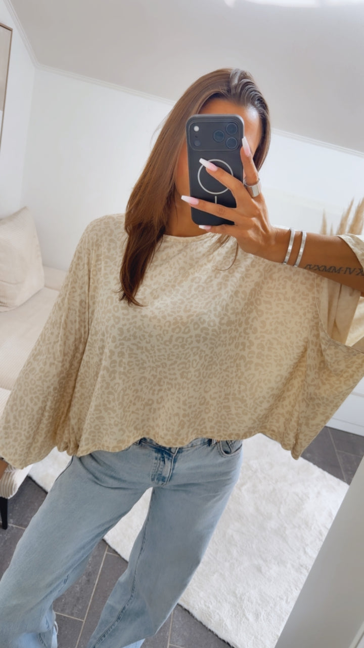 MEGA Oversize Shirt Leo - Muster / creme - beige Art.15085