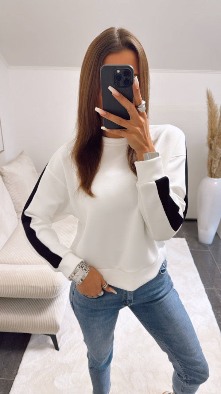 softer Pullover mit Streifen / weiss - schwarz Art. 9115