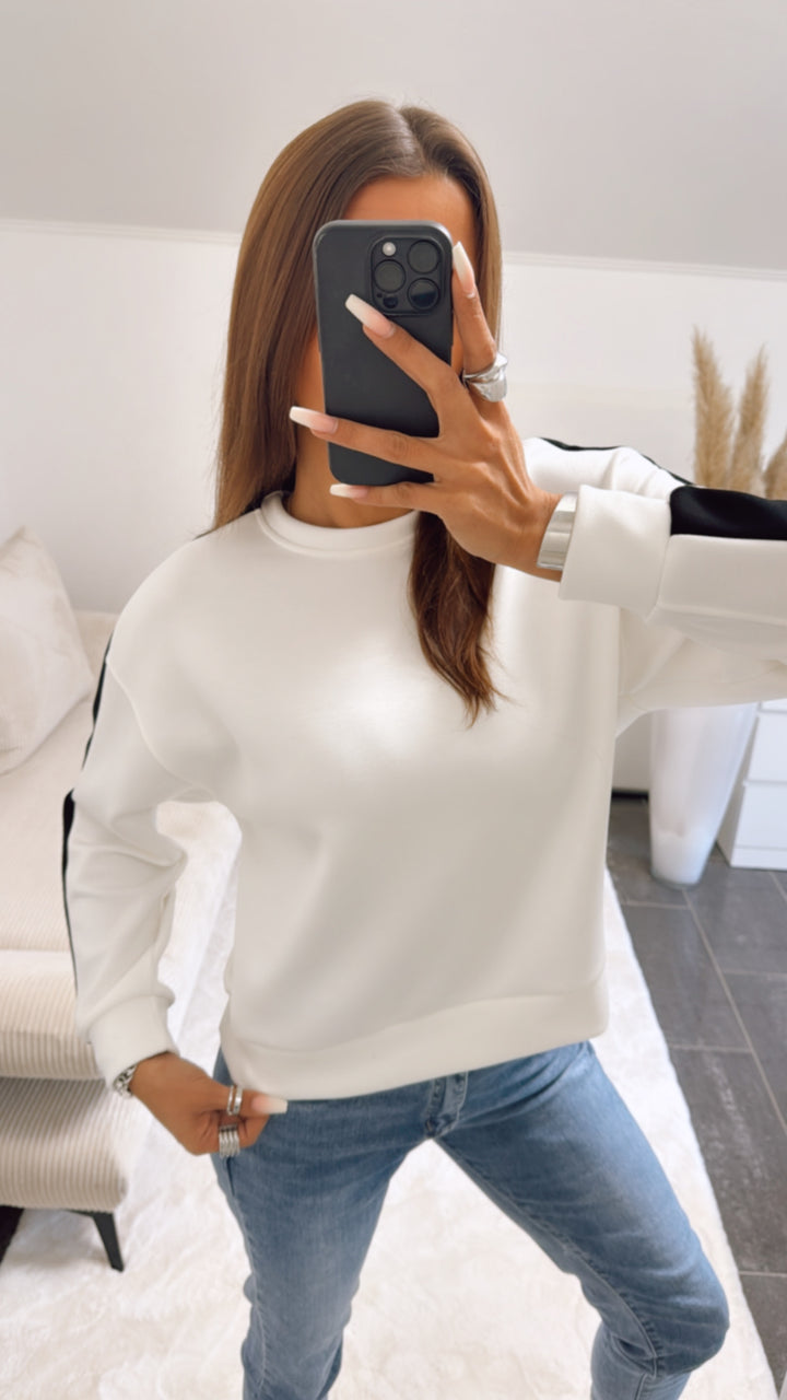 softer Pullover mit Streifen / weiss - schwarz Art. 9115