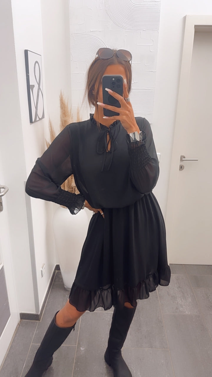 Kleid mit Gummibund im Taillenbereich / schwarz Art. 7907