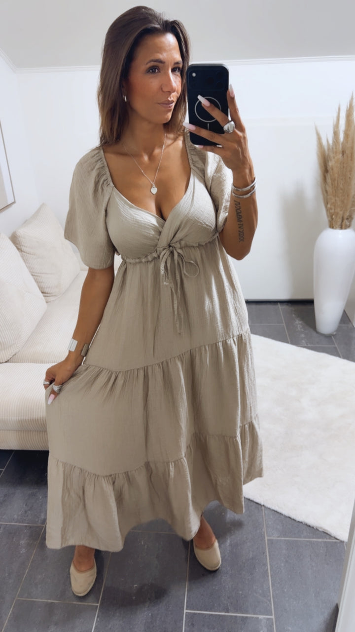 Maxi Lyocell Kleid mit verstellbarem Brustbereich / taupe Art. 14925