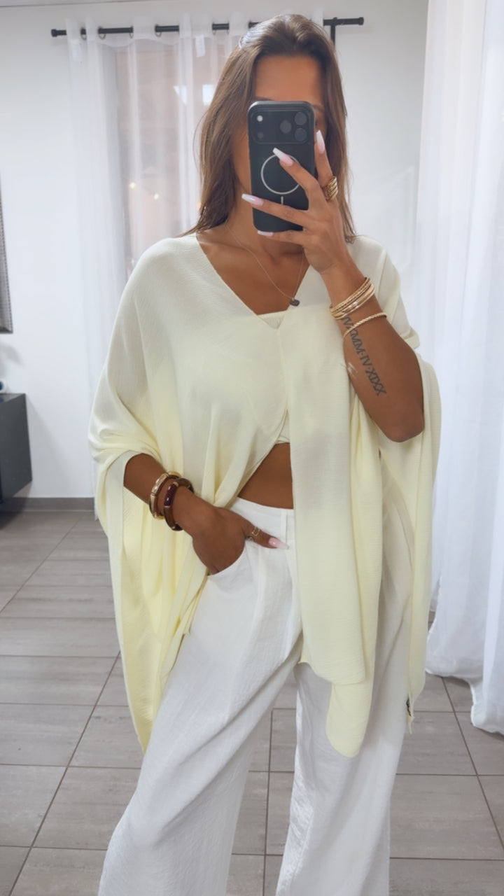 Multi Style Krepp Oberteil mit Bandeau Top / soft gelb  Art. (Kopie)
