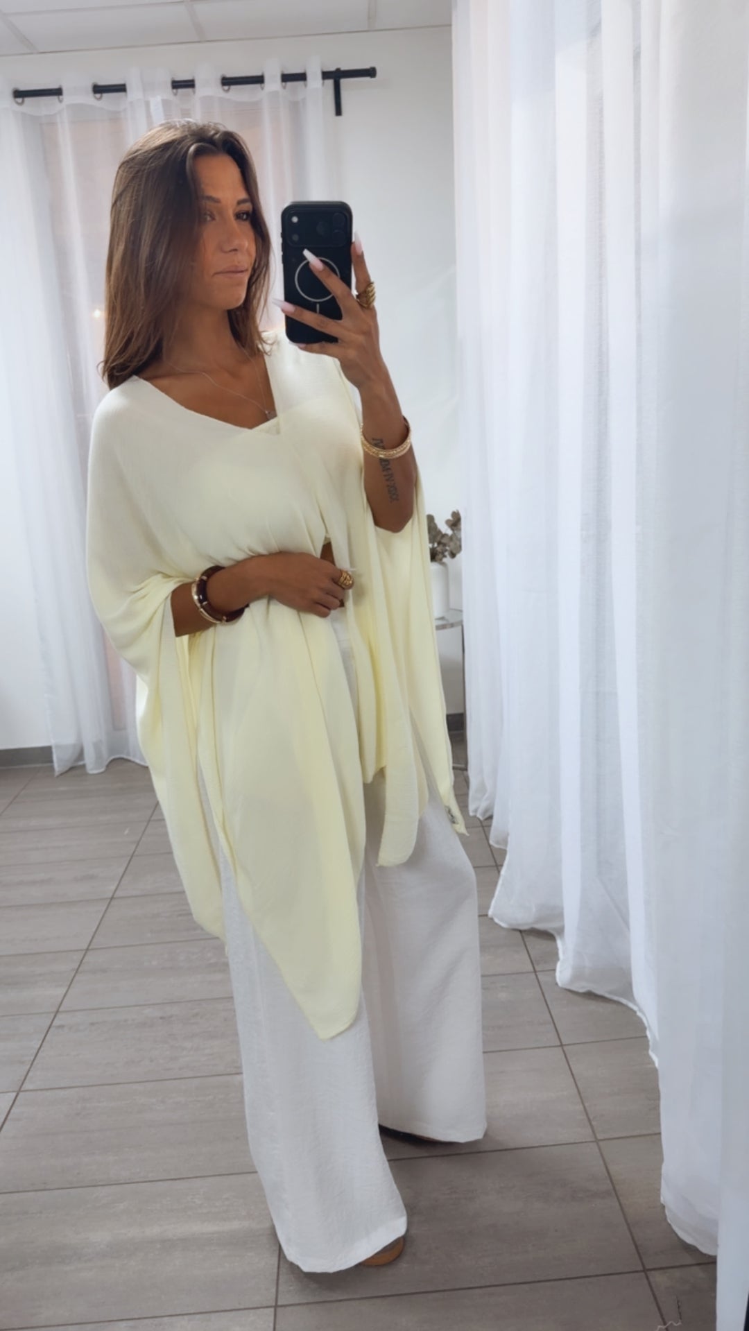 Multi Style Krepp Oberteil mit Bandeau Top / soft gelb  Art. (Kopie)