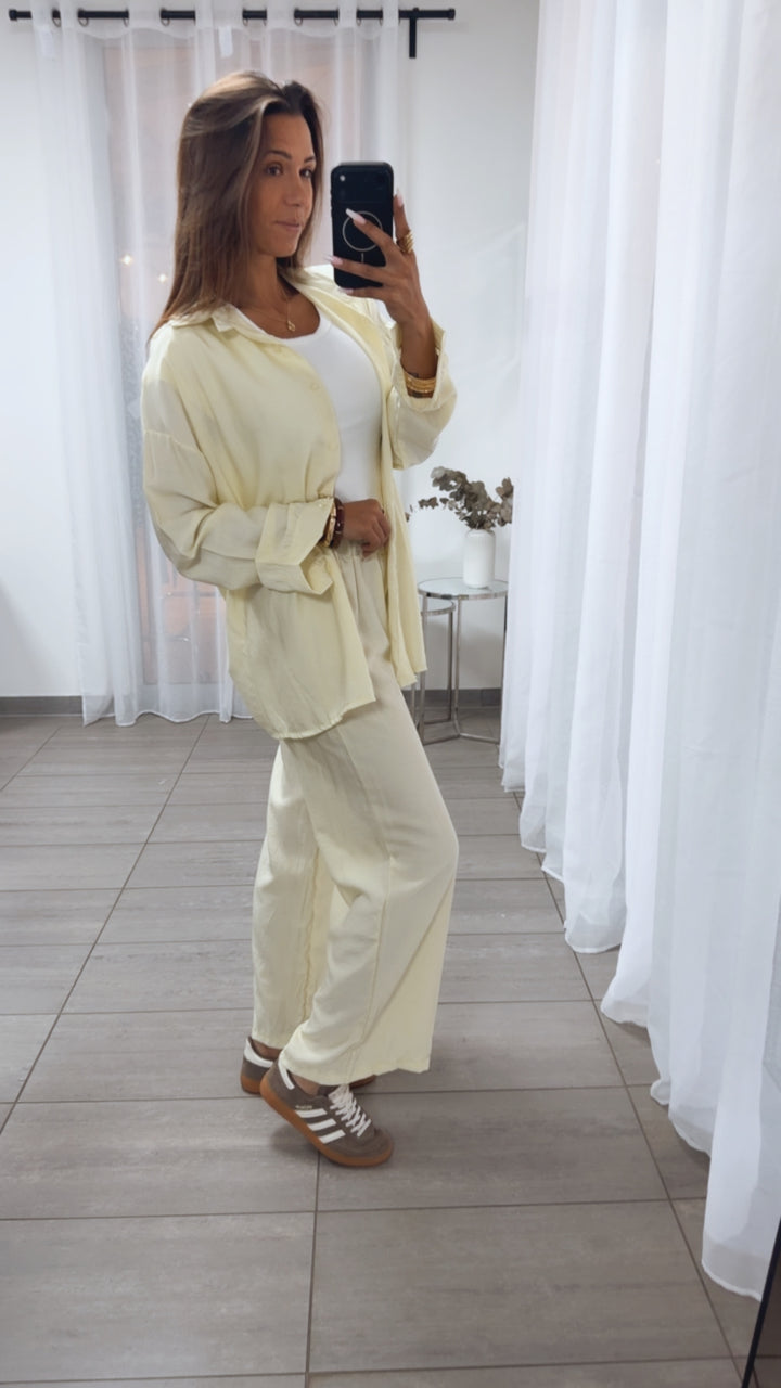 SUMMER SET aus leichter Bluse und Hose / soft gelb Art.15095