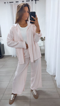 SUMMER SET aus leichter Bluse und Hose / zart rosa Art.15093