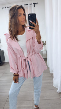 Lässige leichte oversize Jacke zum Binden / rosa Art.15147