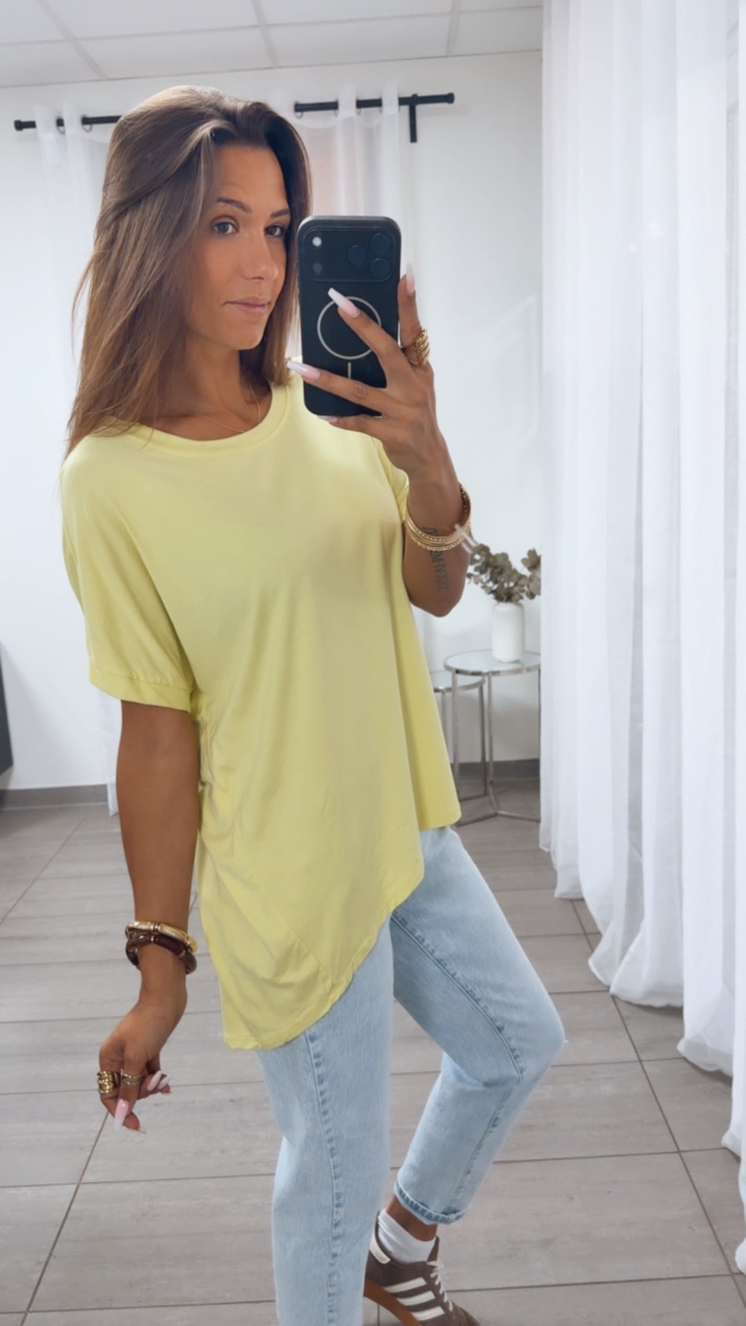 Vokuhila Long T-Shirt / soft gelb Art.15162