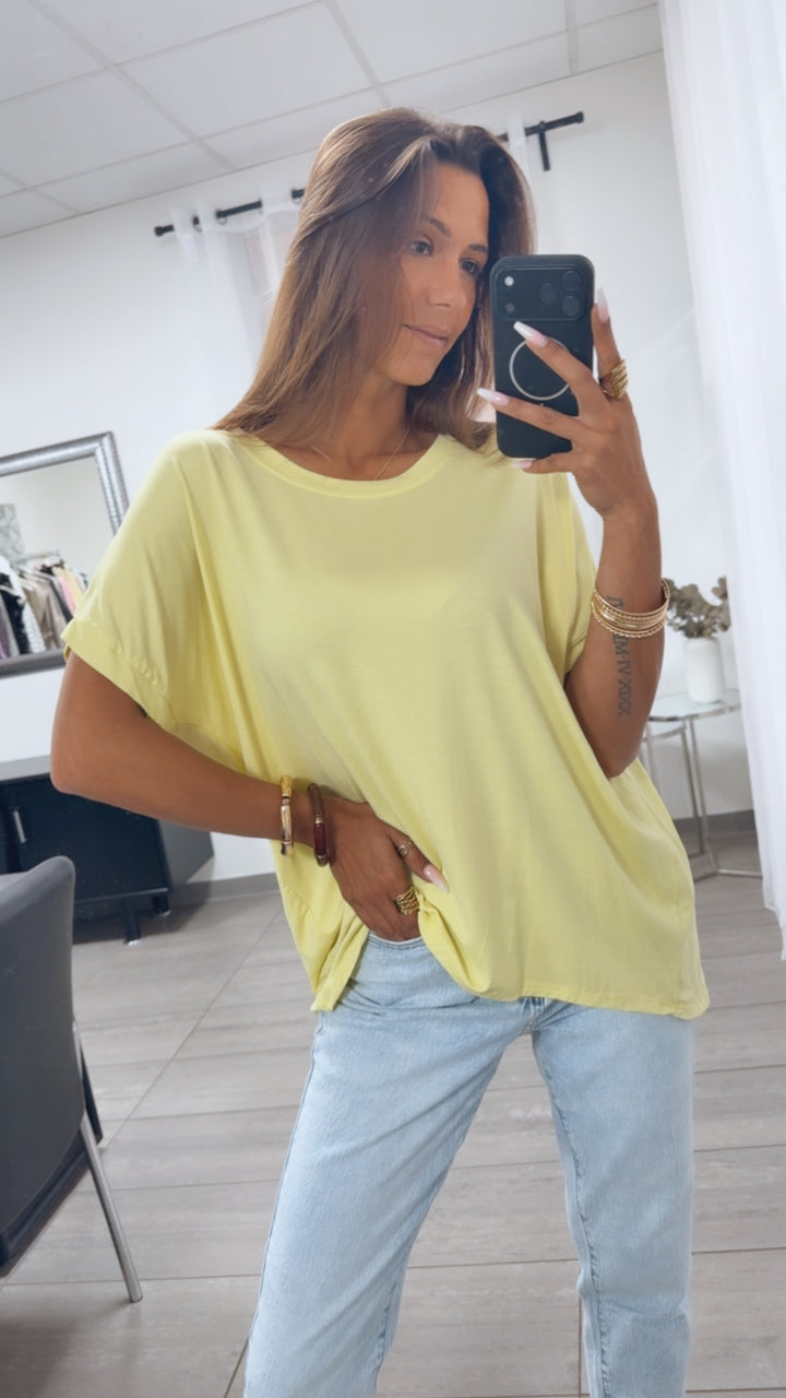 Vokuhila Long T-Shirt / soft gelb Art.15162
