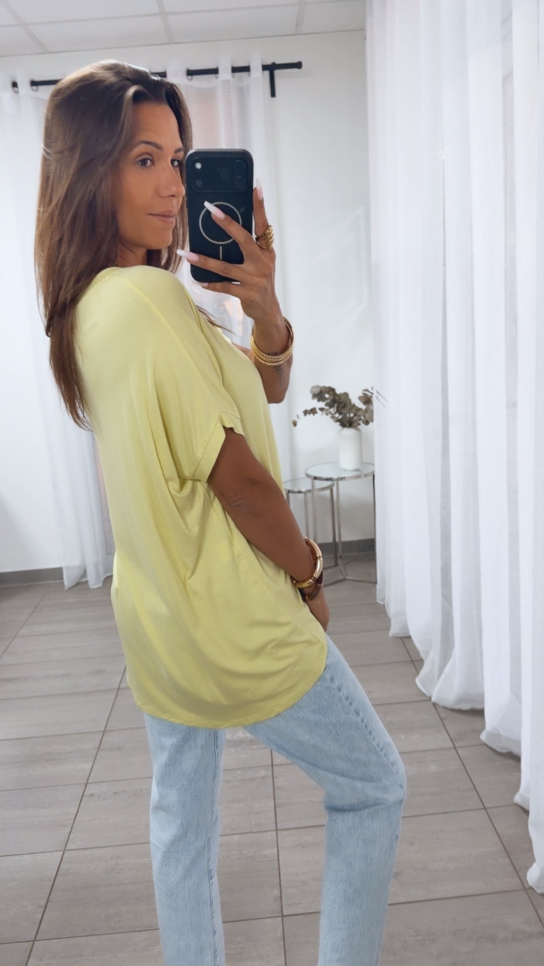 Vokuhila Long T-Shirt / soft gelb Art.15162