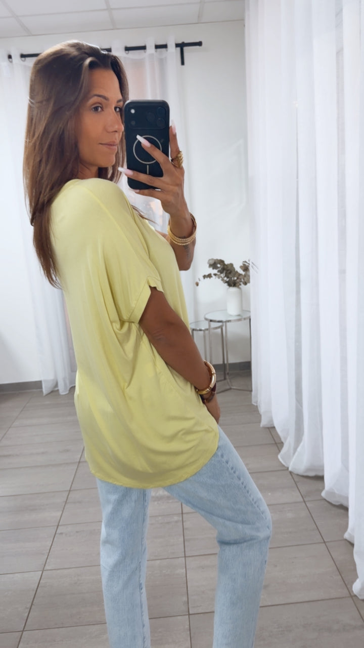 Vokuhila Long T-Shirt / soft gelb Art.15162