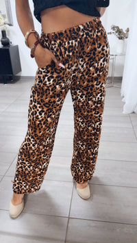 LEO Viskose Leinen Mix Hose " JH-309 " / caramel - schwarz - weiss Art. 14453