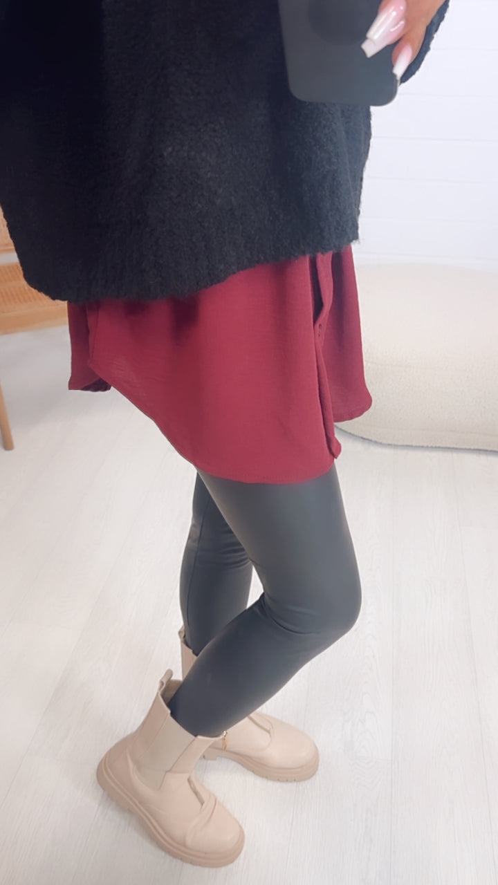 Blusenrock mit Knöpfen / wein rot Art. 7913