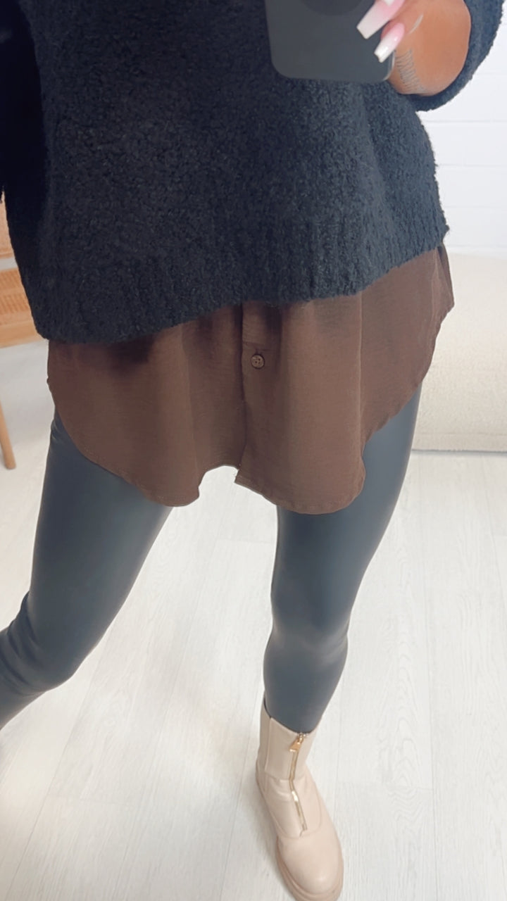 Blusenrock mit Knöpfen / braun Art. 7912
