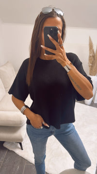 Leichtes Strick oversize T-shirt / schwarz Art. 9266