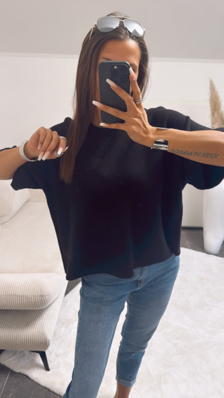 Leichtes Strick oversize T-shirt / schwarz Art. 9266