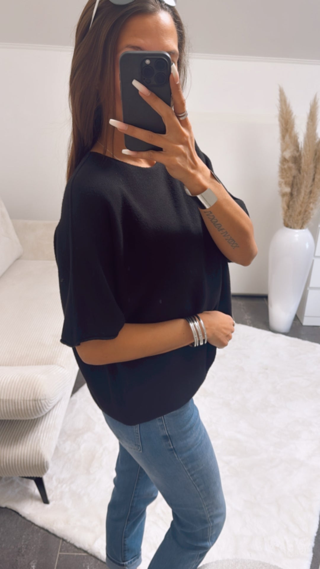 Leichtes Strick oversize T-shirt / schwarz Art. 9266