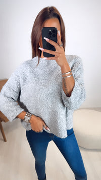 TEDDY Pullover mit 3/4 Fledermausärmeln, Rundausschnitt / grau Art. 7956
