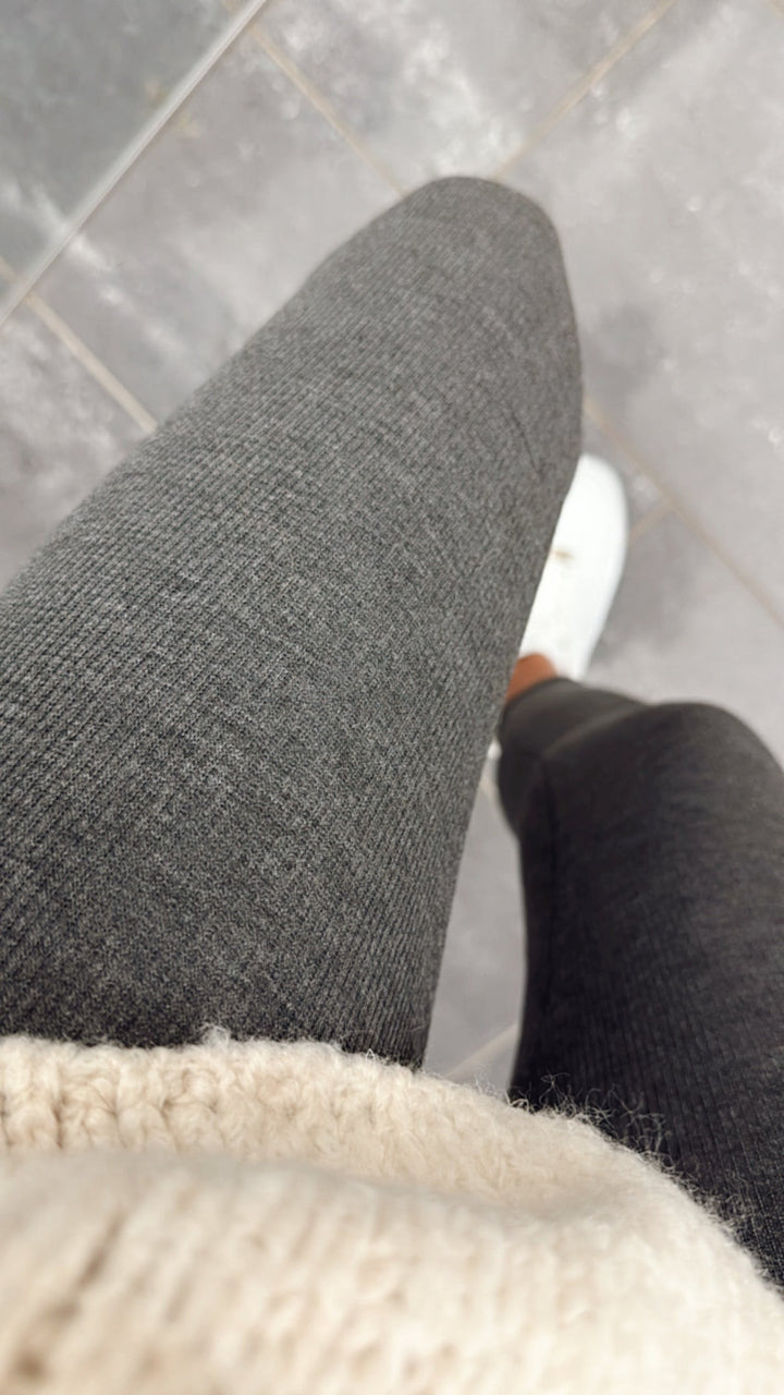Super softe Thermo Leggings in Ripp - Optik / grau meliert Art. 5175