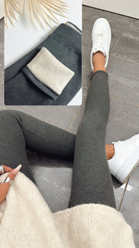 Super softe Thermo Leggings in Ripp - Optik / grau meliert Art. 5175