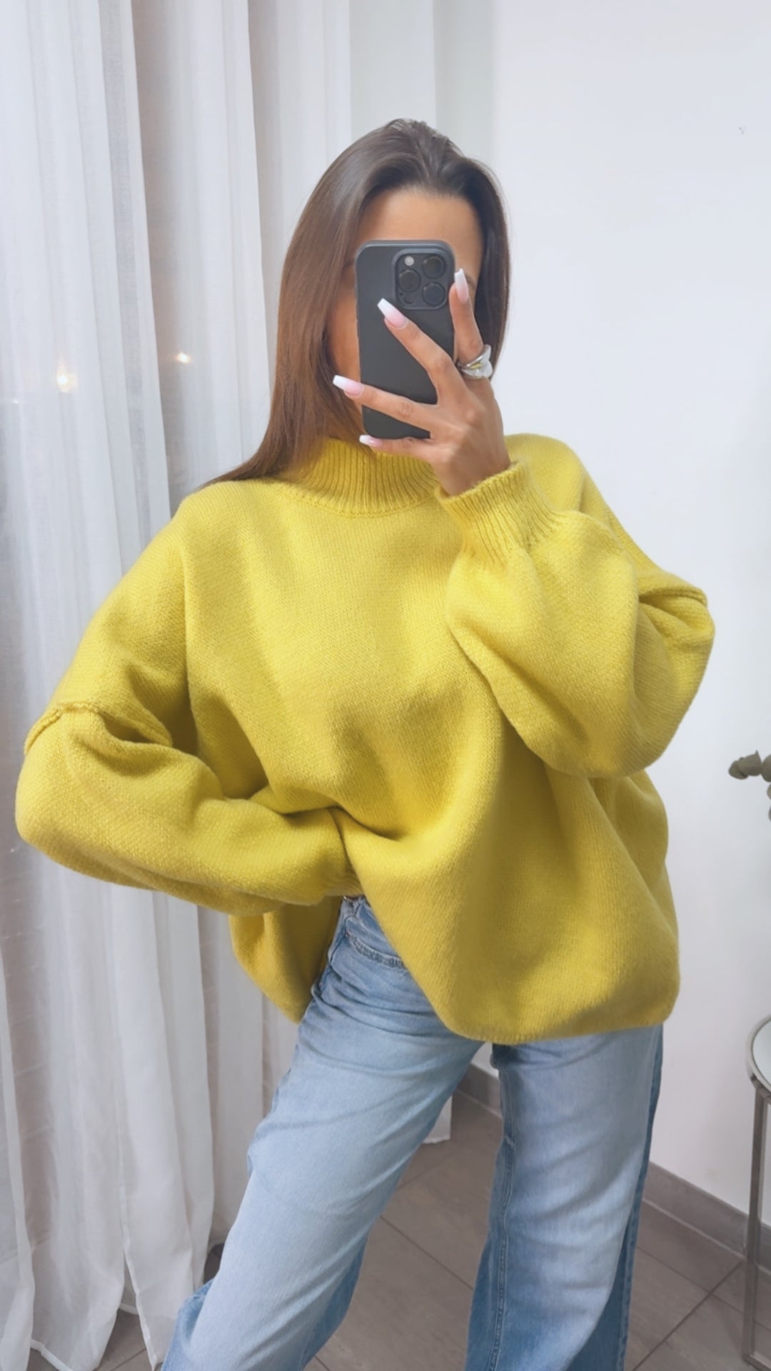 wollfreier Oversize Pullover / sonnengelb Art. 13933