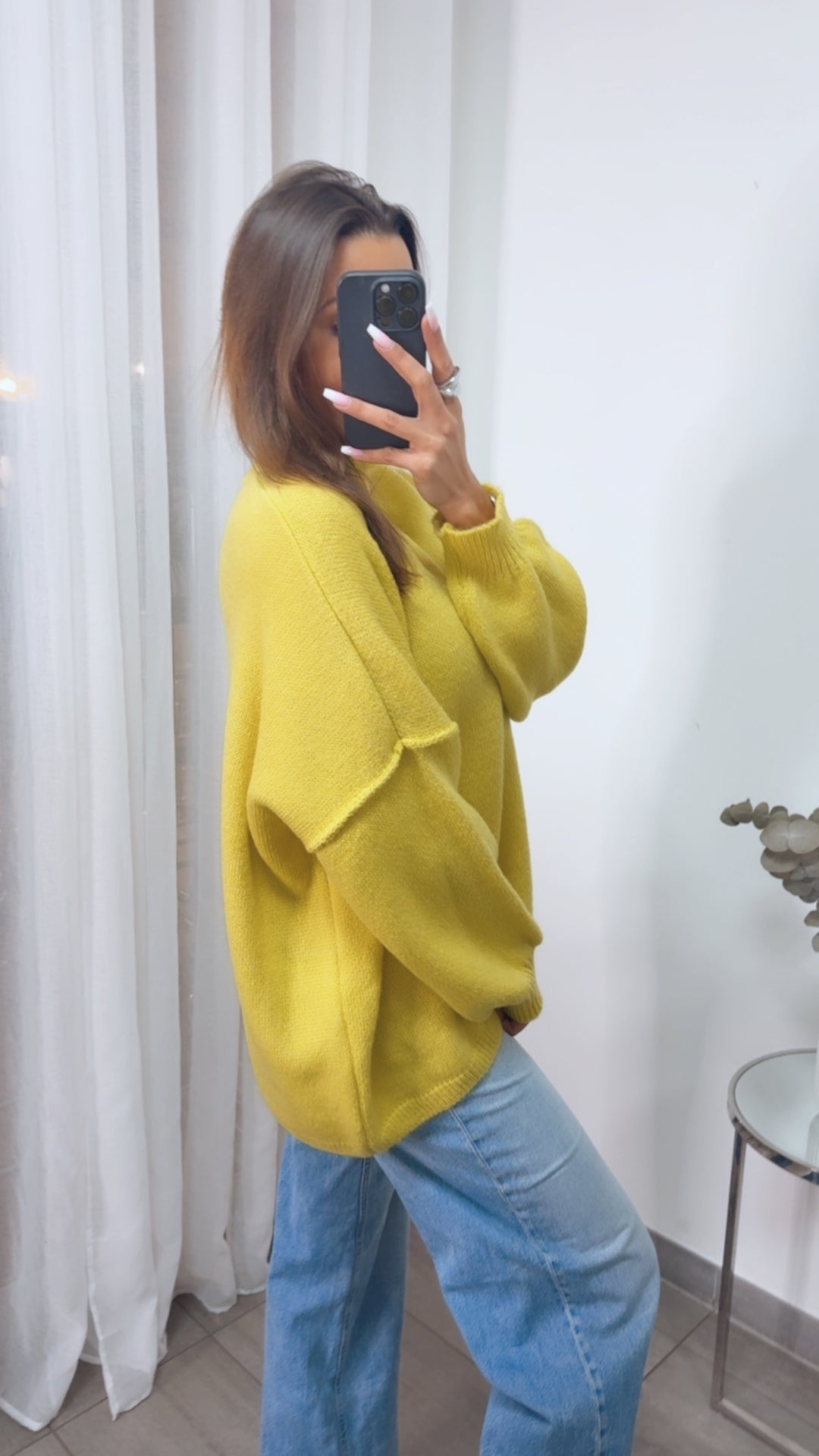 wollfreier Oversize Pullover / sonnengelb Art. 13933