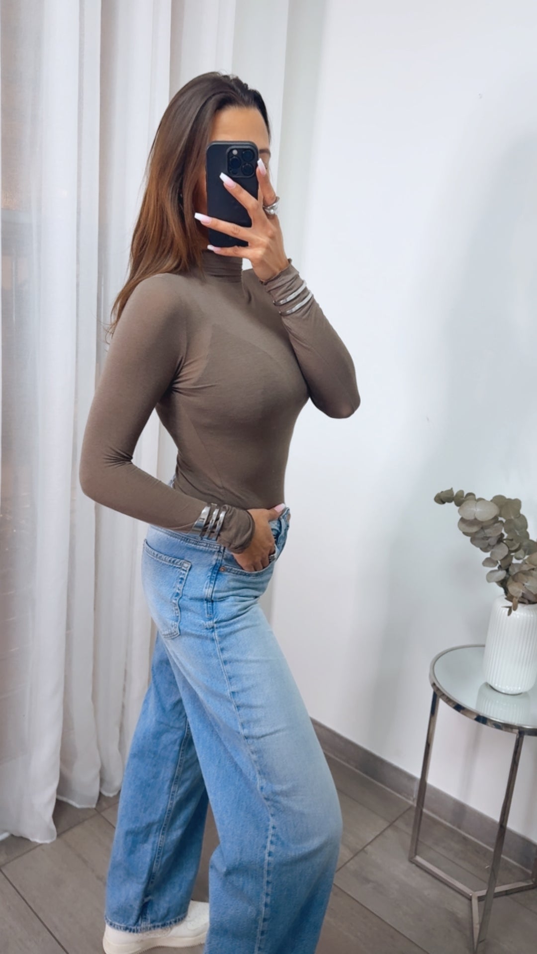 LEICHTER STEHKRAGEN Transparentes Trend Oberteil / taupe - schlamm Art. 13915