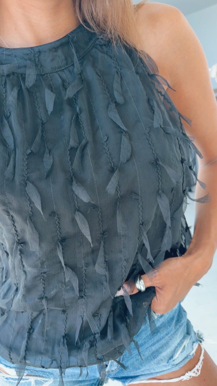 VORBESTELLUNG! Federleichtes Chiffon-Top - Schwarz  / Art. 15202