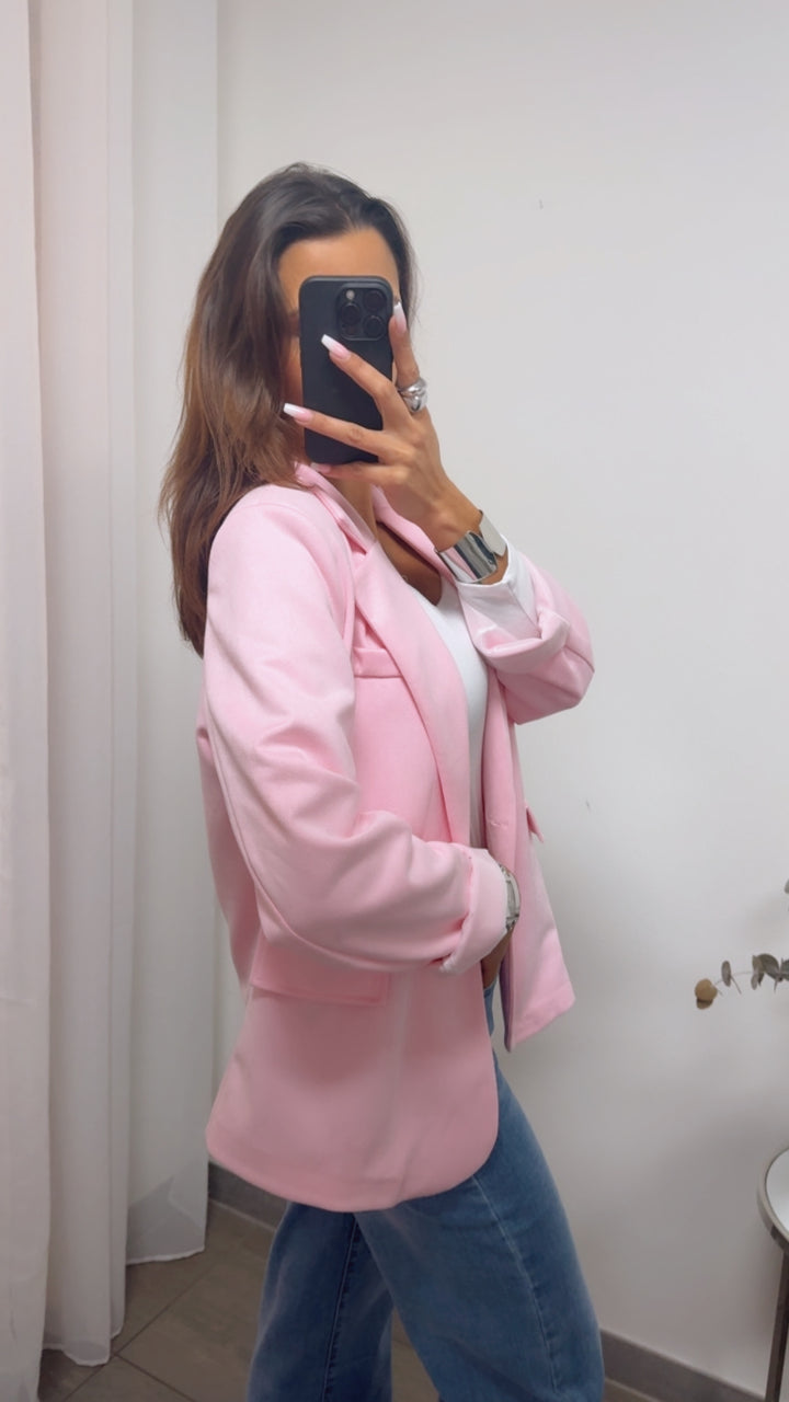 Velours Blazer / rosa Art.13934